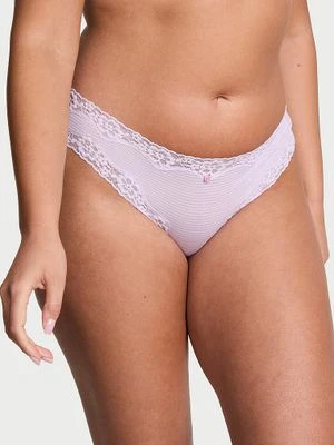 Lace Trim Majtki bawełniane w paseczki z koronką na krawędziach Bikini Victoria's Secret