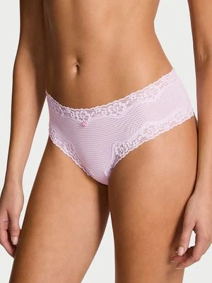 Lace Trim Majtki bawełniane w paseczki z koronką na krawędziach Cheeky Victoria's Secret