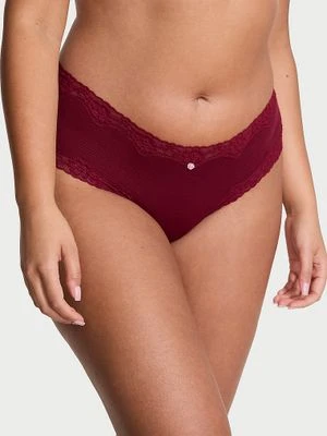 Lace Trim Majtki bawełniane w paseczki z koronką na krawędziach Cheeky Victoria's Secret