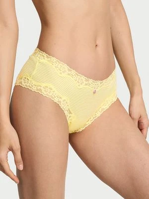 Lace Trim Majtki bawełniane w paseczki z koronką na krawędziach Cheeky Victoria's Secret