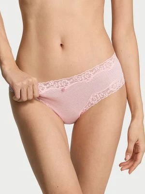 Lace Trim Majtki bawełniane w paseczki z koronką na krawędziach Cheeky Victoria's Secret