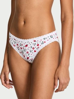 Lace Trim Majtki bawełniane z koronką Lace-Trim Bikini Victoria's Secret