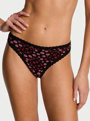 Lace Trim Majtki bawełniane z koronką Lace-Trim Bikini Victoria's Secret