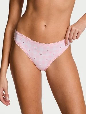 Lace Trim Majtki bawełniane z koronką Lace-Trim Bikini Victoria's Secret