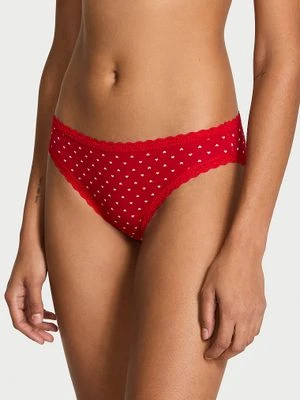 Lace Trim Majtki bawełniane z koronką Lace-Trim Bikini Victoria's Secret