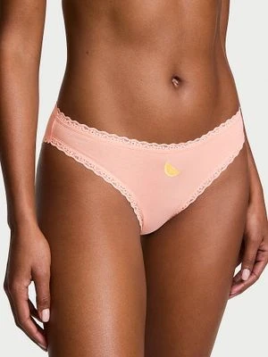 Lace Trim Majtki bawełniane z koronką Lace-Trim Bikini Victoria's Secret