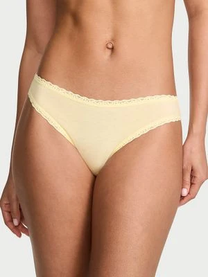 Lace Trim Majtki bawełniane z koronką Lace-Trim Bikini Victoria's Secret