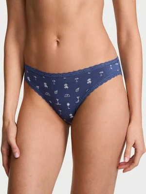 Lace Trim Majtki bawełniane z koronką Lace-Trim Bikini Victoria's Secret