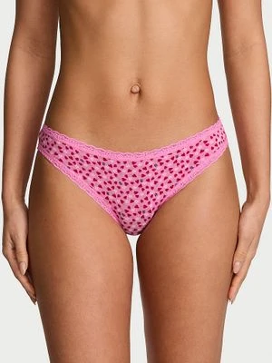 Lace Trim Majtki bawełniane z koronką Lace-Trim Bikini Victoria's Secret