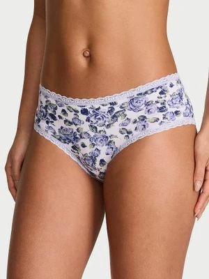 Lace Trim Majtki bawełniane z koronką na krawędziach Lace-Waist Cheeky Victoria's Secret