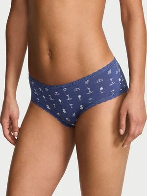 Lace Trim Majtki bawełniane z koronką na krawędziach Lace-Waist Cheeky Victoria's Secret