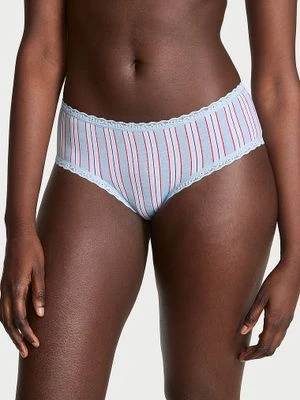 Lace Trim Majtki bawełniane z koronką na krawędziach Lace-Waist Cheeky Victoria's Secret