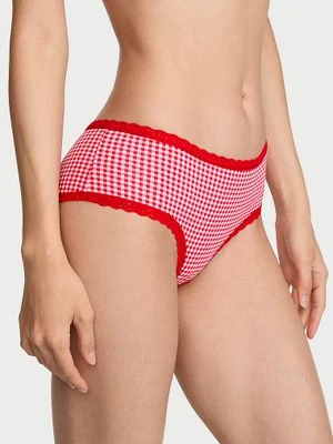 Lace Trim Majtki bawełniane z koronką na krawędziach Lace-Waist Cheeky Victoria's Secret