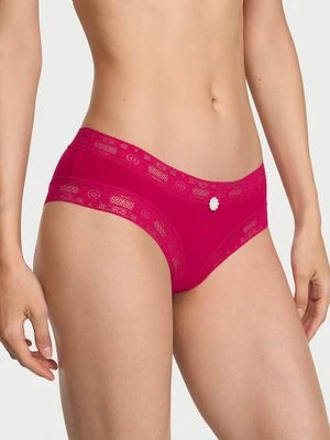 Lace Trim Majtki bawełniane z koronką szydełkową Cheeky Victoria's Secret