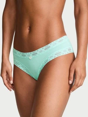 Lace Trim Majtki bawełniane z koronką szydełkową Cheeky Victoria's Secret