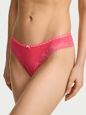 Lace Trim Stringi bawełniane Bow Lace-Trim Victoria's Secret
