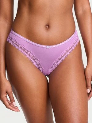 Lace Trim Stringi bawełniane Bow Lace-Trim Victoria's Secret