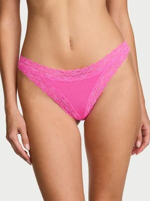 Lace Trim Stringi bawełniane z koronką Lace-Trim Victoria's Secret