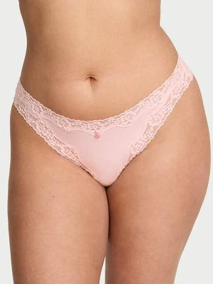 Lace Trim Stringi bawełniane z koronką Lace-Trim Victoria's Secret