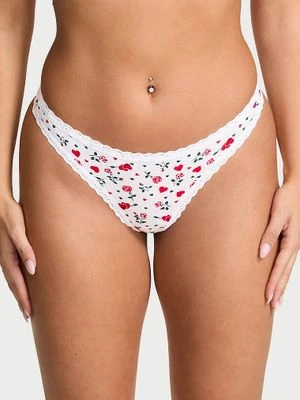 Lace Trim Stringi bawełniane z koronką na krawędziach Lace-Waist Victoria's Secret