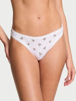 Lace Trim Stringi bawełniane z koronką na krawędziach Lace-Waist Victoria's Secret