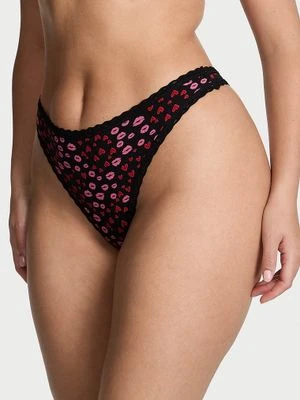 Lace Trim Stringi bawełniane z koronką na krawędziach Lace-Waist Victoria's Secret