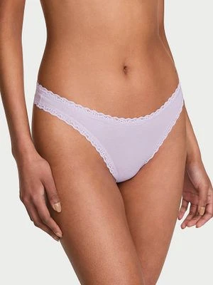 Lace Trim Stringi bawełniane z koronką na krawędziach Lace-Waist Victoria's Secret