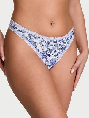 Lace Trim Stringi bawełniane z koronką na krawędziach Lace-Waist Victoria's Secret