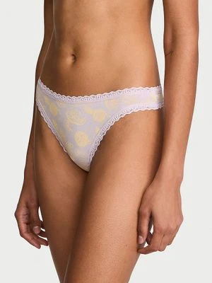 Lace Trim Stringi bawełniane z koronką na krawędziach Lace-Waist Victoria's Secret