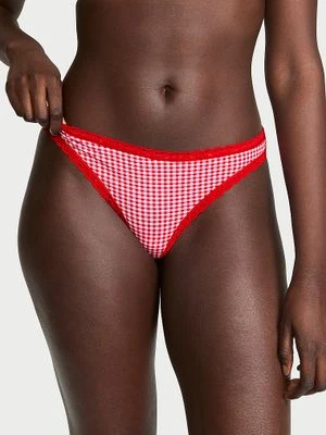 Lace Trim Stringi bawełniane z koronką na krawędziach Lace-Waist Victoria's Secret