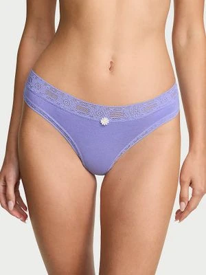 Lace Trim Stringi bawełniane z koronką szydełkową Lace-Trim Victoria's Secret