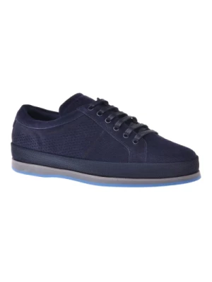 Lace-up in dark blue perforated suede Baldinini