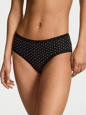 Lacie Majtki bawełniane z koronką na krawędziach Lace-Waist Cheeky Victoria's Secret