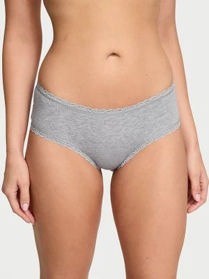 Lacie Majtki bawełniane z koronką na krawędziach Lace-Waist Cheeky Victoria's Secret