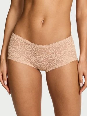 Lacie Majtki koronkowe szorty z niskim stanem Boyshort Victoria's Secret Beżowy