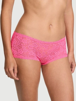 Lacie Majtki koronkowe szorty z niskim stanem Boyshort Victoria's Secret Różowy