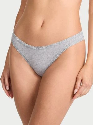 Lacie Stringi bawełniane z koronką na krawędziach Lace-Waist Victoria's Secret