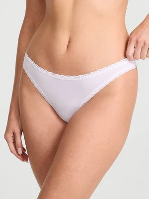 Lacie Stringi bawełniane z koronką na krawędziach Lace-Waist Victoria's Secret
