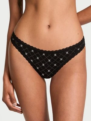 Lacie Stringi bawełniane z koronką na krawędziach Lace-Waist Victoria's Secret