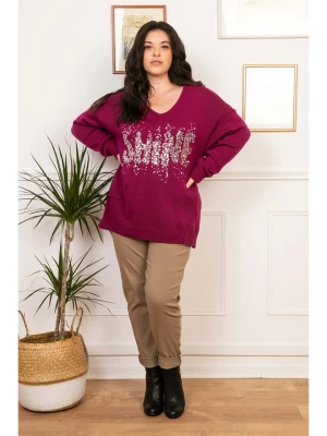 Lacony Paris Sweter "Sally" w kolorze śliwkowym rozmiar: 54/56
