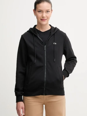 Lacoste bluza bawełniana damska kolor czarny z kapturem gładka SF5256