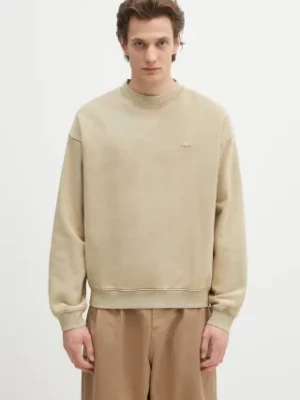 Lacoste bluza bawełniana kolor beżowy gładka