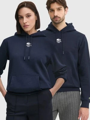 Lacoste bluza bawełniana kolor granatowy z kapturem z nadrukiem SH2740