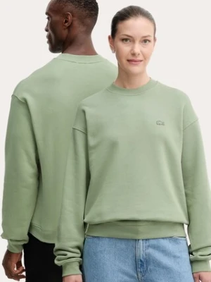 Lacoste bluza bawełniana kolor zielony gładka SH7745