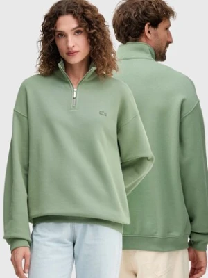 Lacoste bluza bawełniana kolor zielony gładka SH7759