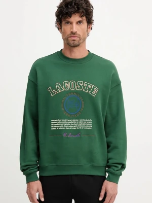 Lacoste bluza bawełniana męska kolor zielony z aplikacją SH5888