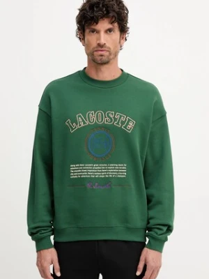Lacoste bluza bawełniana męska kolor zielony z aplikacją SH5888