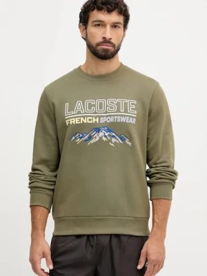 Lacoste bluza bawełniana męska kolor zielony z nadrukiem SH5884