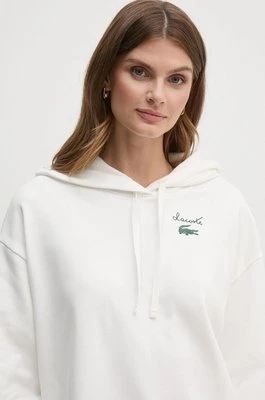 Lacoste bluza damska kolor biały z kapturem z nadrukiem SF2649