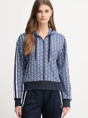 Lacoste bluza damska kolor granatowy z kapturem wzorzysta SF7606